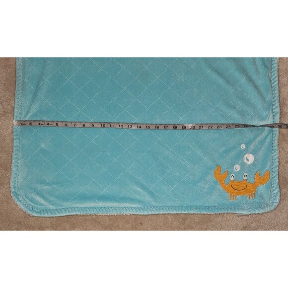 Carter's Fleece Baby Blanket 30x39 Aqua Blue Orange White Sherpa Soft - Picture 5 of 7